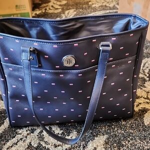 Tommy Hilfiger Navy Tote with Red/White/Blue Square Accents